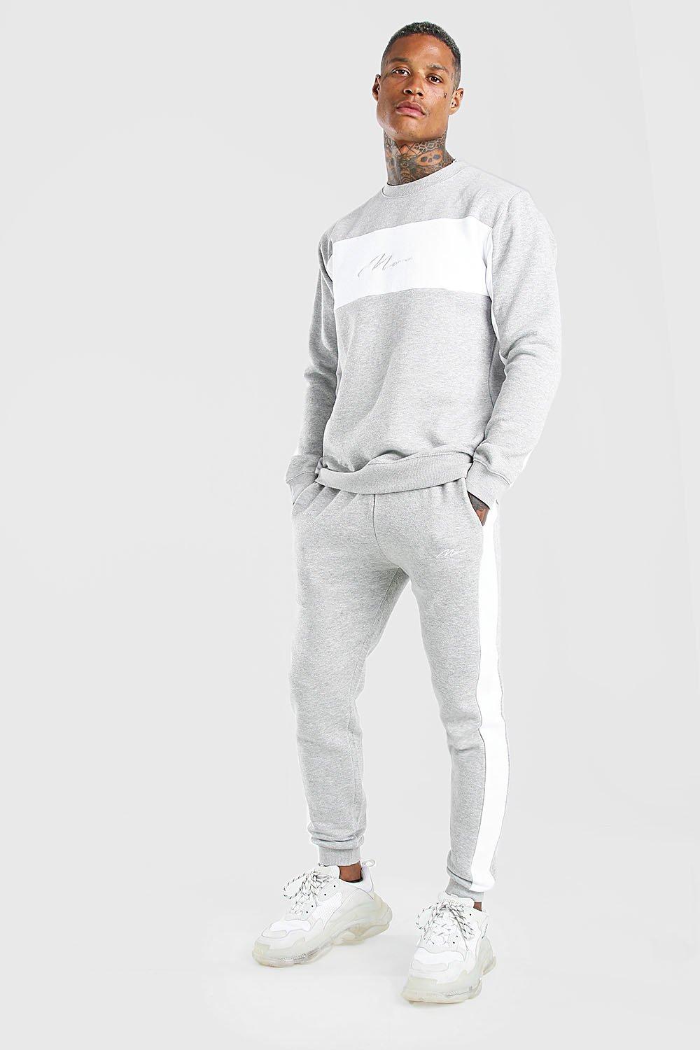 Boohooman sales tracksuit grey